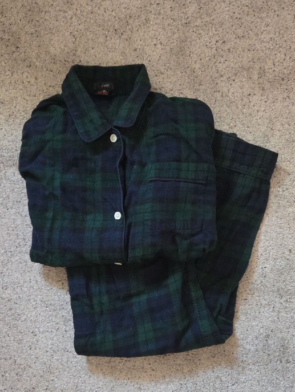 J Crew Navy And Green long Sleeve  Pajama Set Sz M